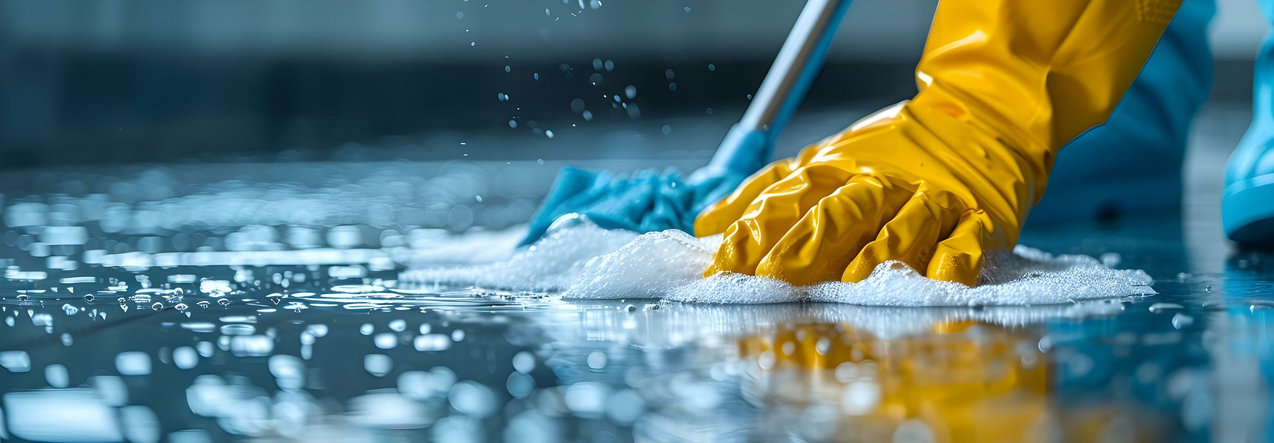 Advertisement for cleaning service with emphasis on hygiene and efficiency in various spaces. Concept Home Cleaning, Office Cleaning, Hygienic Spaces, Efficient Service, Professional Cleaners